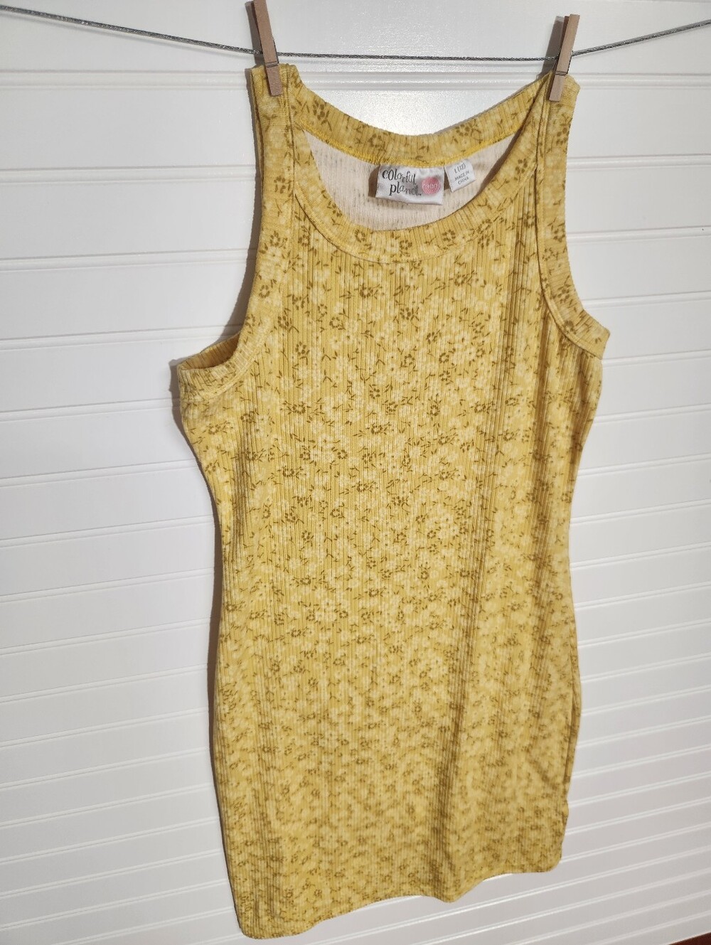 Colorful Planet Girls Size Large (12) yellow floral tank dress